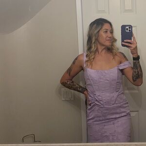 Chic Lavender Off-Shoulder Mini Dress